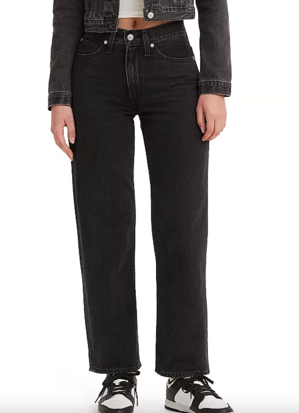 Levi's Women's '94 Baggy Jeans Open Mind Black Wash High Waist Relaxed Size 34
